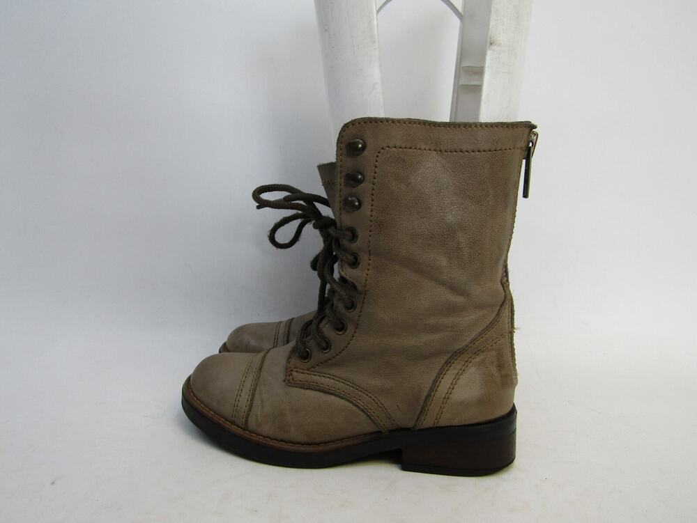 STEVE MADDEN Womens Size 5.5 M Brown Leather Zip Combat High Ankle Boots TROOPA